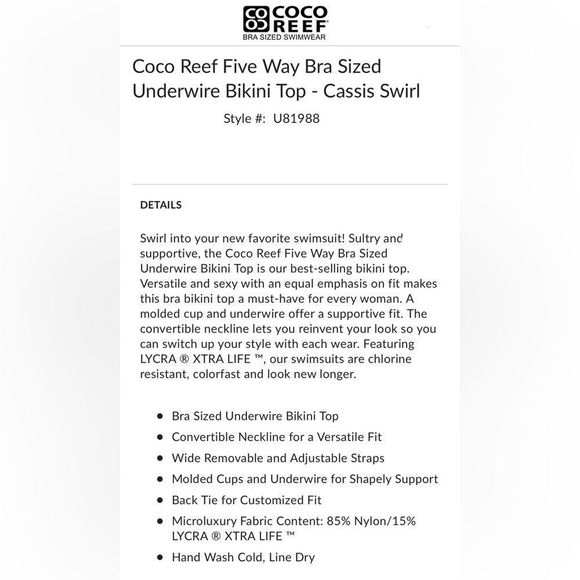 ☀️☀️☀️ Coco Reef CASSIS SWIRL 5 Way Styling Bikini Top w/Shirred Bikini Bottoms - Picture 15 of 16